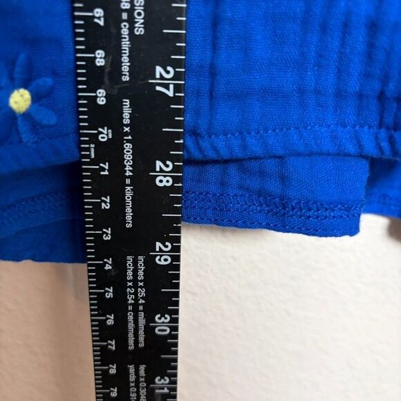 Chic Soul Blouse Women's 2X Blue Smocked Short Sleeve Embroidered Top Shirt - Picture 5 of 8